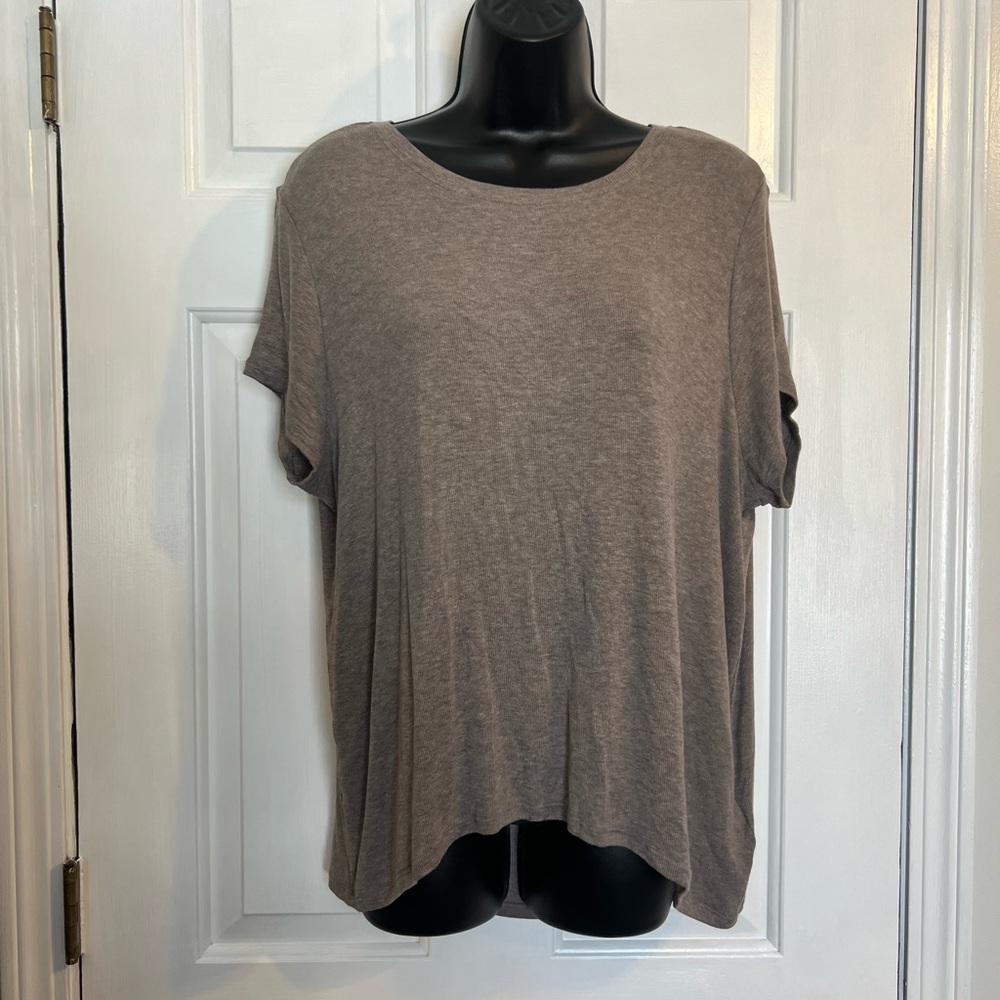 Athleta Brown Ribbed Short Sleeve Tee